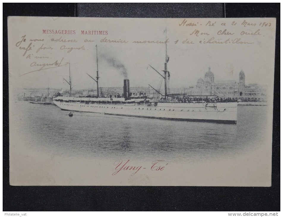BATEAUX - Le Yang -Tsé De La Messagerie Maritime - Voyagée De Nossi Bé En 1903 - A Voir - Lot P11476 - Cargos