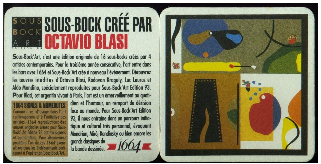 Sous-bock – Sottobicchieri – Beer Coaster - 1664 - Sous-bock´art 1993 - Octavio BLASI - - Sous-bocks