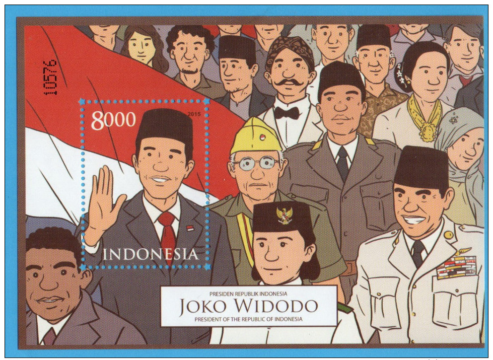 INDONESIA 2015-10 INDONESIAN PRESIDENT AND VICE PRESIDENT 'TINTIN OUTLOOK' 2SS SOUVENIR SHEET STAMPS MNH - Indonésie