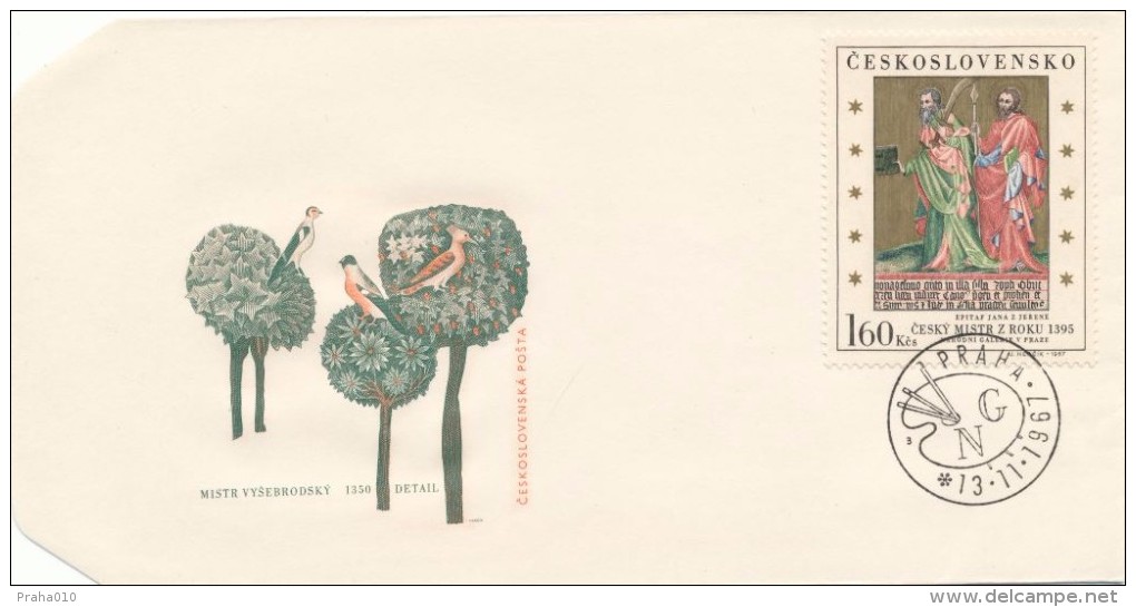 Czechoslovakia / First Day Cover (1967/29 E) Praha (4): Czech Master "Epitaph Of Jan Of Jeren" (1395) - Spechten En Klimvogels