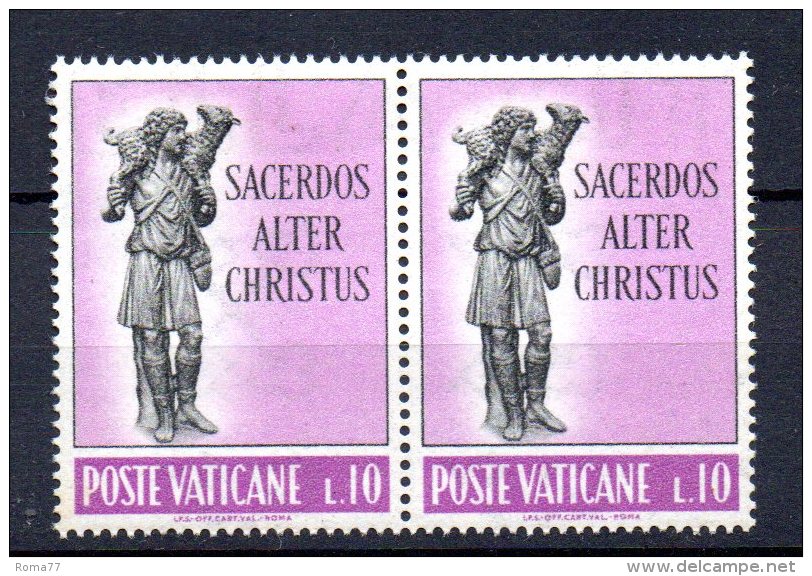 Y616 - VATICANO , Saccerdos Alter Christus : Il 10 Lire Coppia Con Filigrana Lettere - Abarten