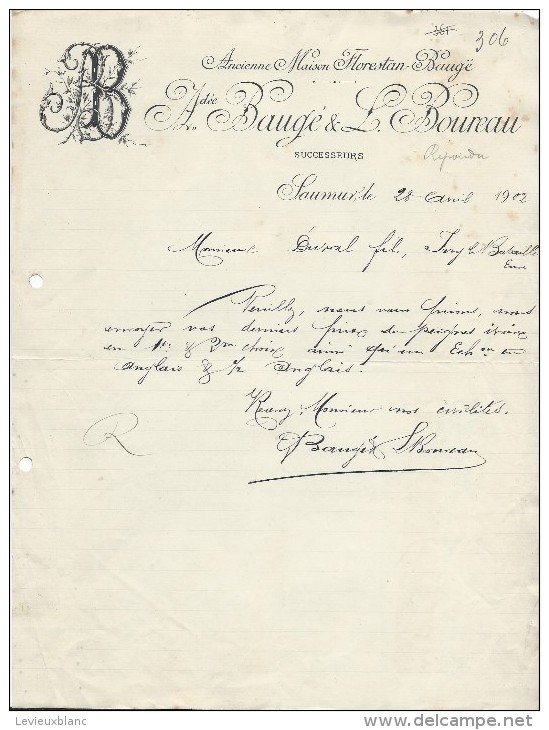 Commande De Peignes En Ivoire /Amédée Baugé & L Boureau /SAUMUR/Lecoeur/Ivry La Bataille/1902  FACTN118 - Droguerie & Parfumerie