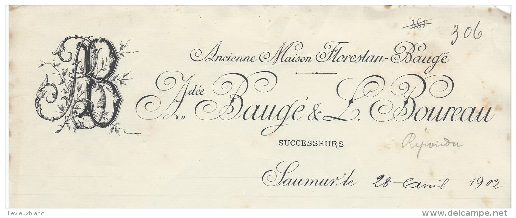 Commande De Peignes En Ivoire /Amédée Baugé & L Boureau /SAUMUR/Lecoeur/Ivry La Bataille/1902  FACTN118 - Droguerie & Parfumerie