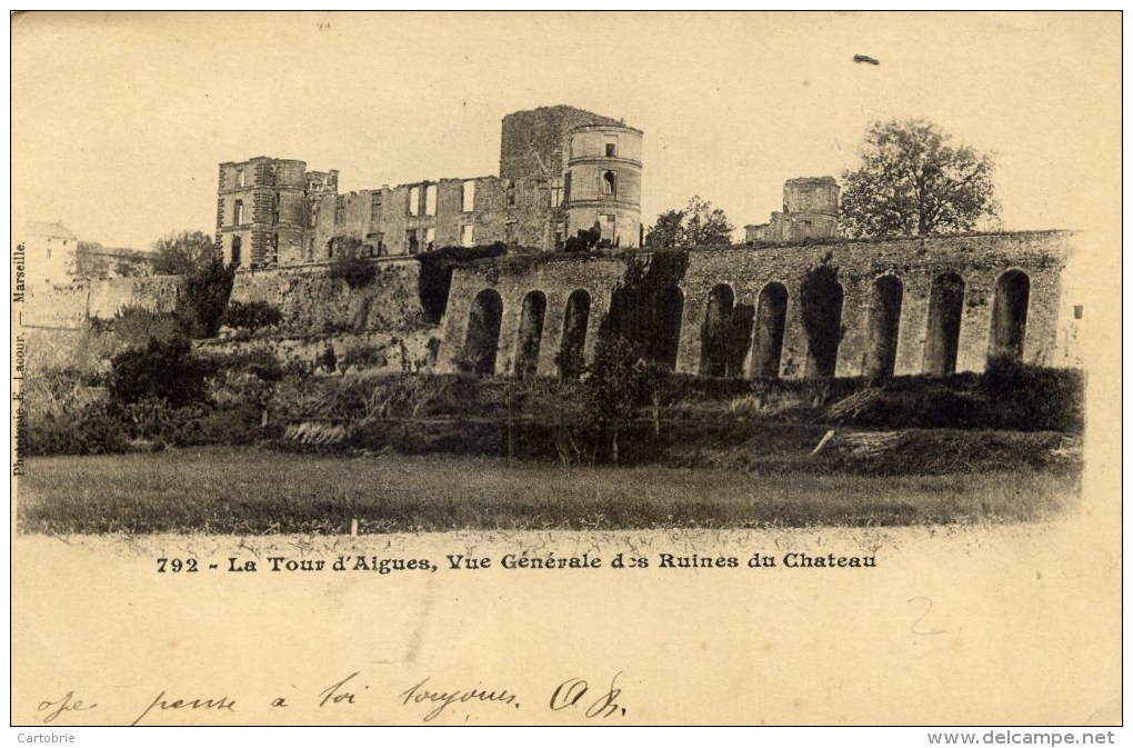 84 - LA TOUR-D'AIGUES - Vue Générale Des Ruines Du Château - Carte Précurseur - Photo Lacour - La Tour D'Aigues