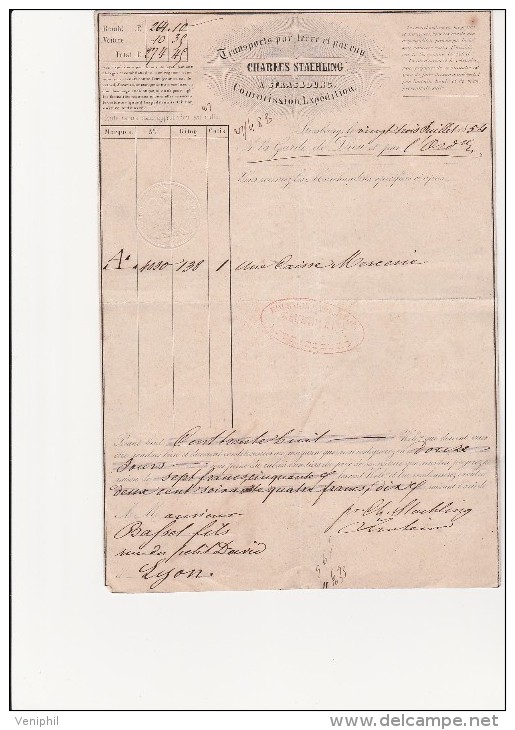 FACTURE TRANSPORTS CHARLES STAEHLING  - STRASBOURG - ANNEE 1854- - Transport