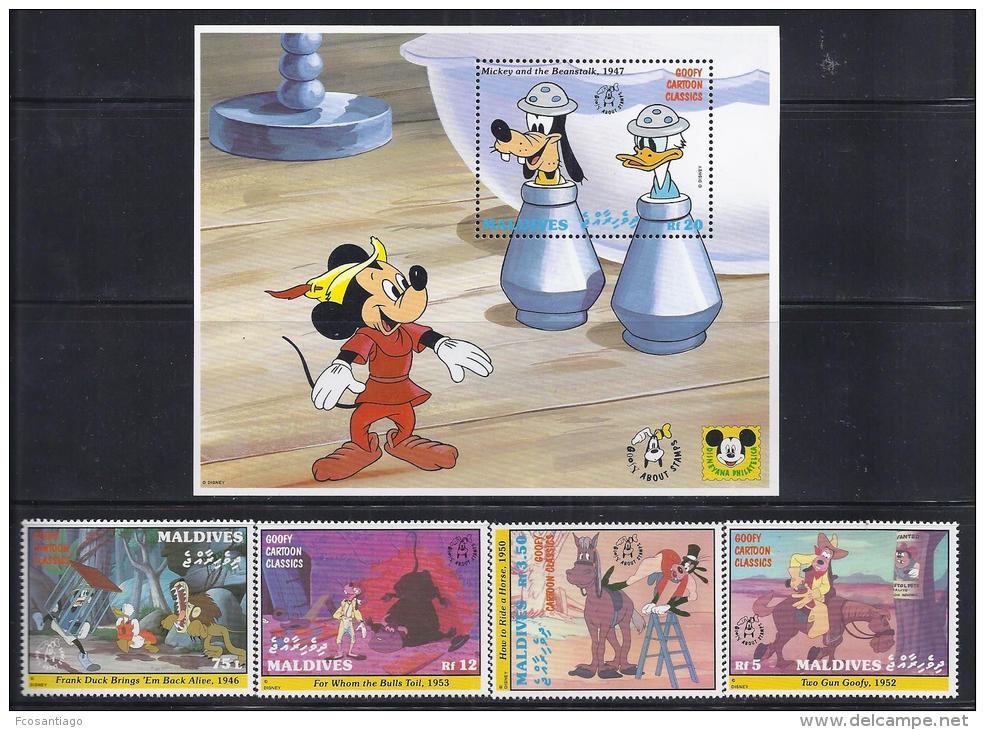 DISNEY - MALDIVAS 1992- Yvert#1534/37 H247 Precio Cat&euro;14.50 - Disney