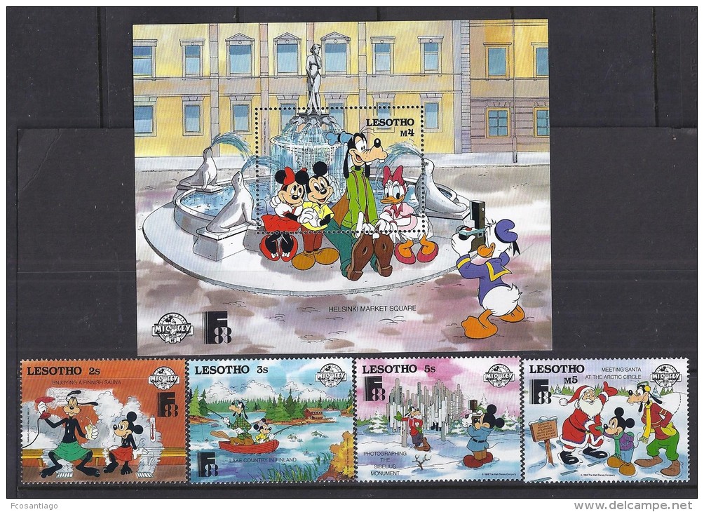 DISNEY - LESOTHO 1988- Yvert#780/83 H54 Precio Cat&euro;16 - Disney