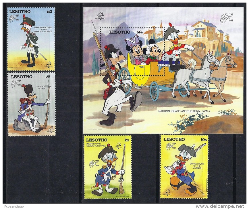 DISNEY - LESOTHO 1989- Yvert#829/32 H65 Precio Cat&euro;13.50 - Disney