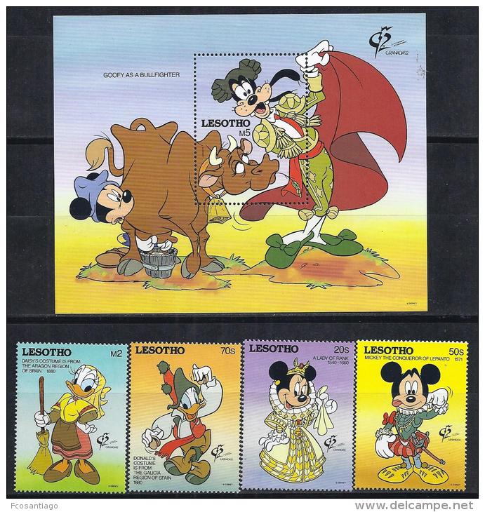 DISNEY - LESOTHO 1992- Yvert#1017/20 H92 Precio Cat&euro;16 - Disney