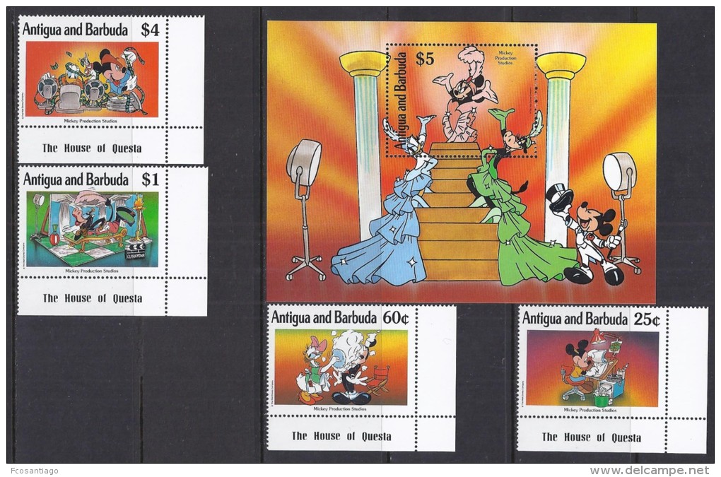 DISNEY - ANTIGUA&amp;BARBUDA 1990-  Yvert# 1269/72 H181 Precio Cat&euro;13.50 - Disney
