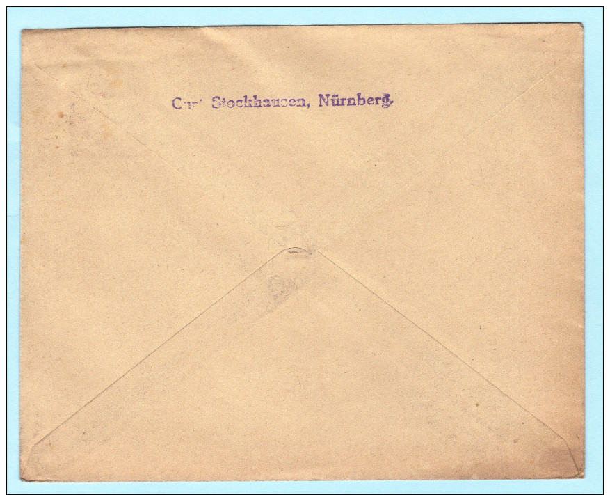 BAYERN - DEUTSCHES REICH Brief Cover - C. Stockhausen - Nürnberg - Gewerkschaft Dorstfeld (2 Scan)(32516) FFF - Other & Unclassified