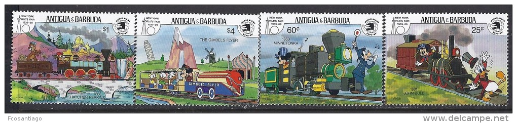 DISNEY - ANTIGUA&amp;BARBUDA 1989-  Yvert# 1198/201 Precio Cat&euro;6 - Disney