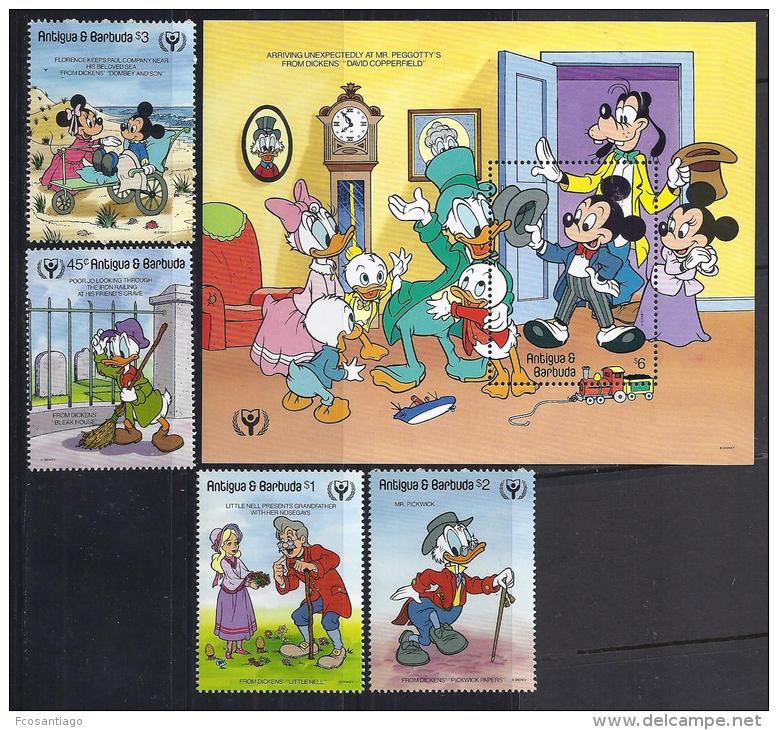 DISNEY - ANTIGUA&amp;BARBUDA 1990-  Yvert#1285/88 H185 Precio Cat&euro;15 - Disney