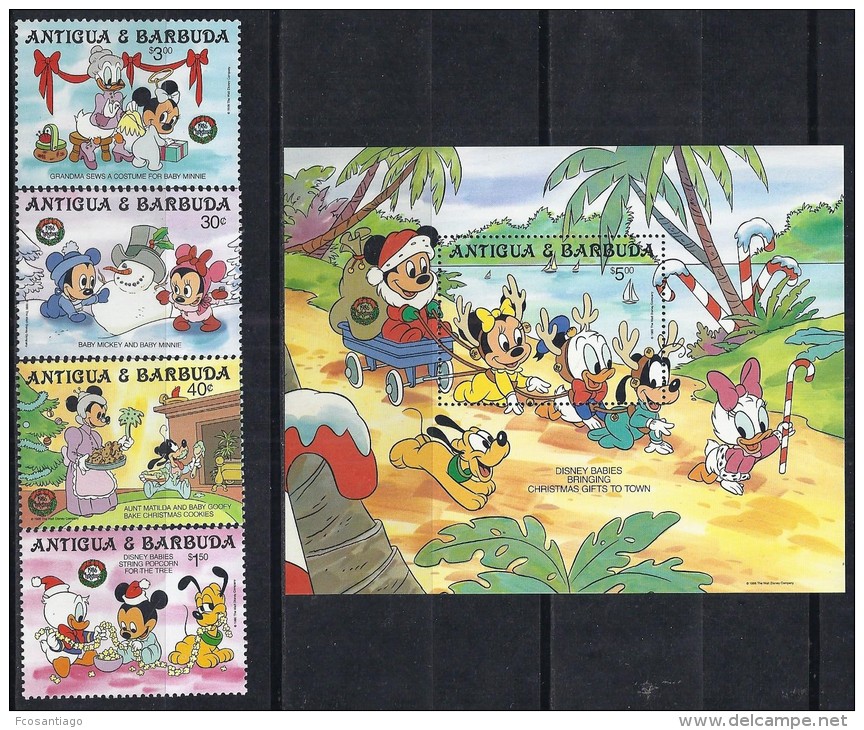 DISNEY - ANTIGUA&amp;BARBUDA 1986-  Yvert#947/50 H119 Precio Cat&euro;17 - Disney