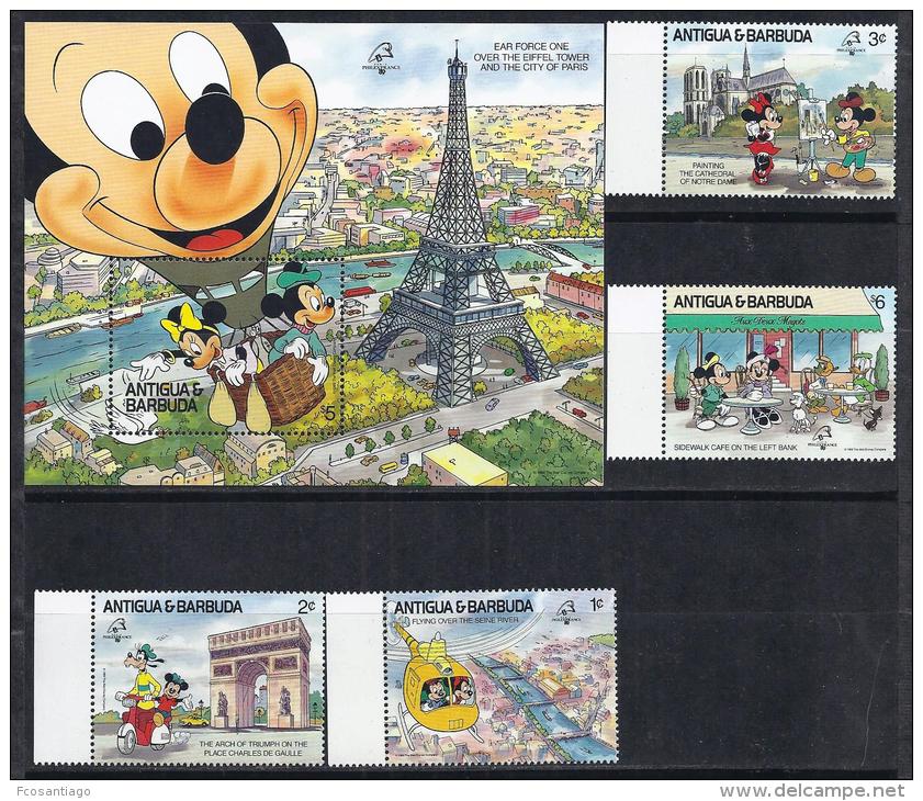 DISNEY - ANTIGUA&amp;BARBUDA 1989-  Yvert#1150/53 H154 Precio Cat&euro;15.75 - Disney