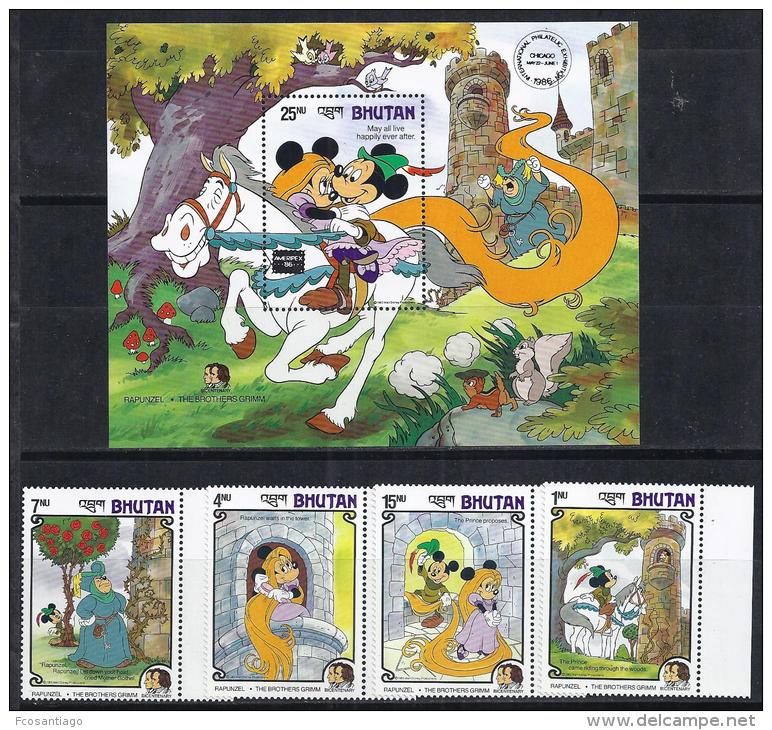 DISNEY -BHUTAN 1985-  Yvert#705/08 H120Precio Cat&euro;17 - Disney