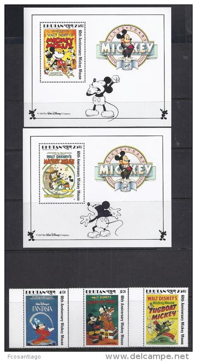 DISNEY -BHUTAN 1989-  Yvert#823/25  H164/65  Precio Cat&euro;22 - Disney