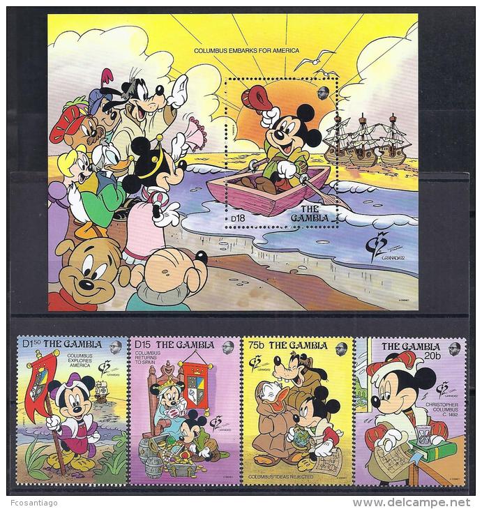 DISNEY -GAMBIA 1992  Yvert#1133/36 H138 Precio Cat&euro;15 - Disney