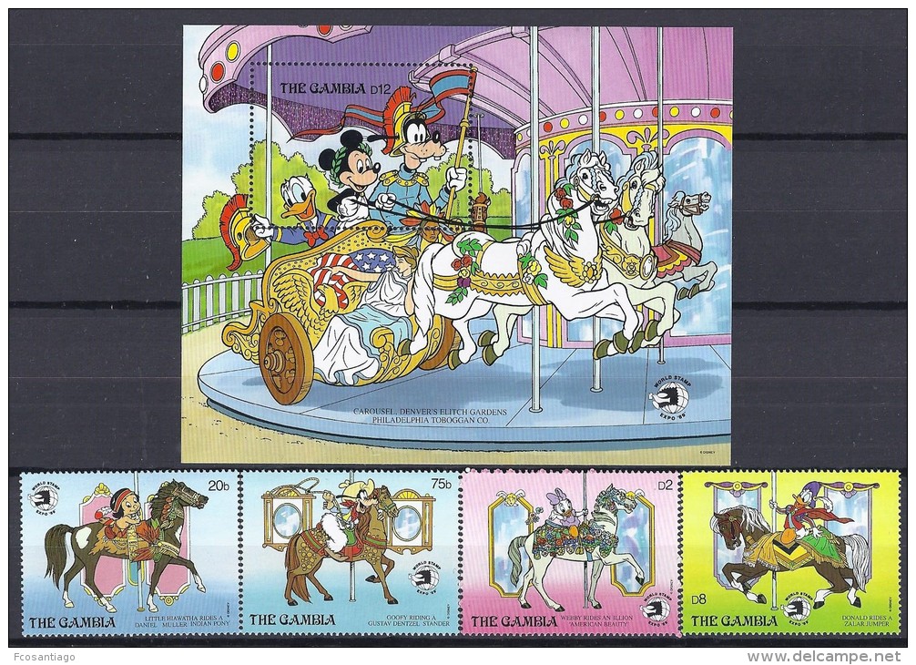 DISNEY -GAMBIA 1989  Yvert#841/44 H77 Precio Cat&euro;15.50 - Disney