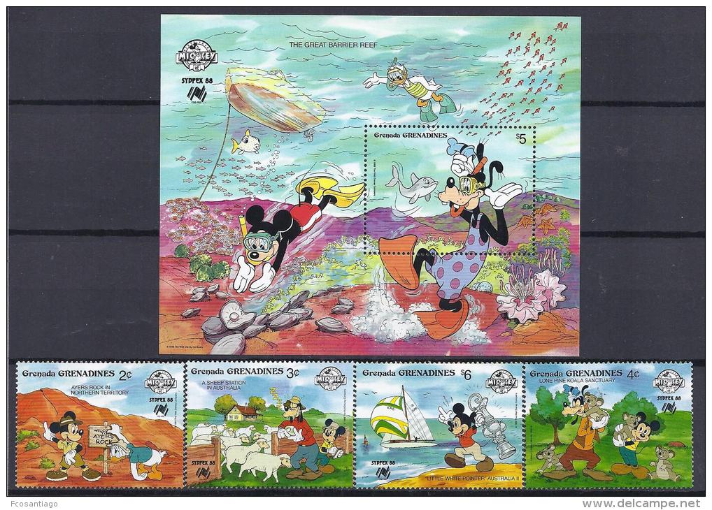 DISNEY -GRENADA GRENADINAS 1988-  Yvert#874/77  H153 Precio Cat&euro;15 - Disney