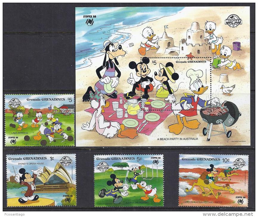 DISNEY -GRENADA GRENADINAS 1988-  Yvert#882/85  H155 Precio Cat&euro;14 - Disney