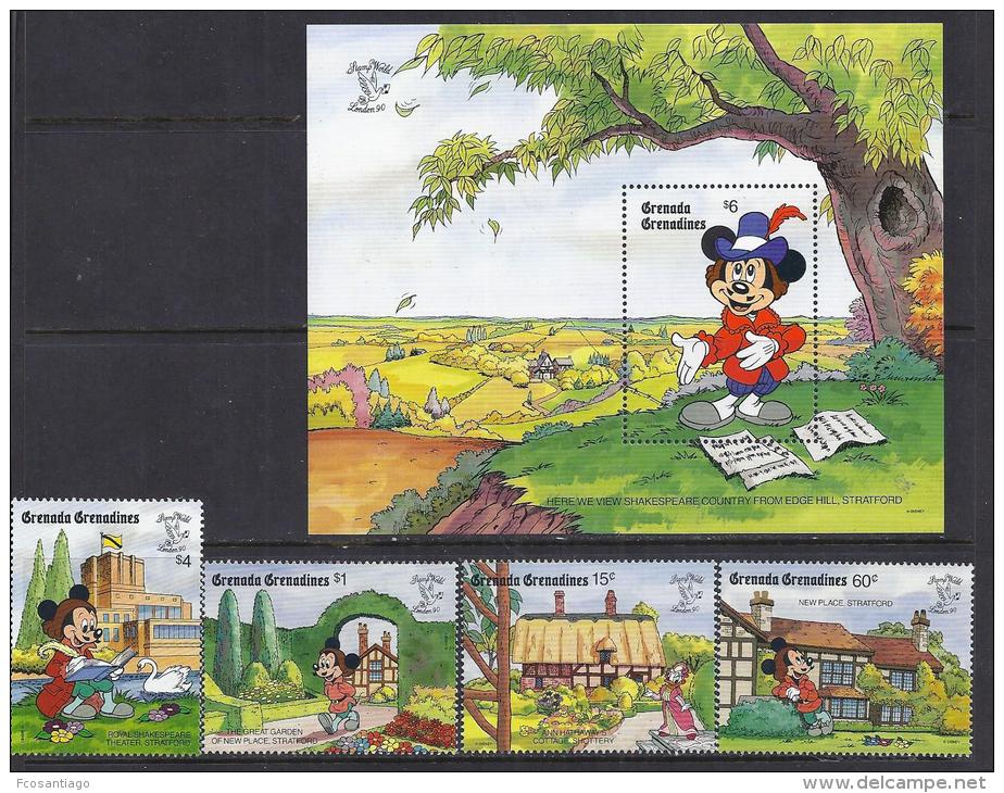 DISNEY -GRENADA GRENADINAS 1990-  Yvert#1104/07 H191 Precio Cat&euro;16 - Disney