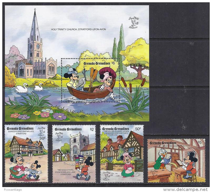 DISNEY -GRENADA GRENADINAS 1990-  Yvert#1117/20 H193 Precio Cat&euro;16 - Disney