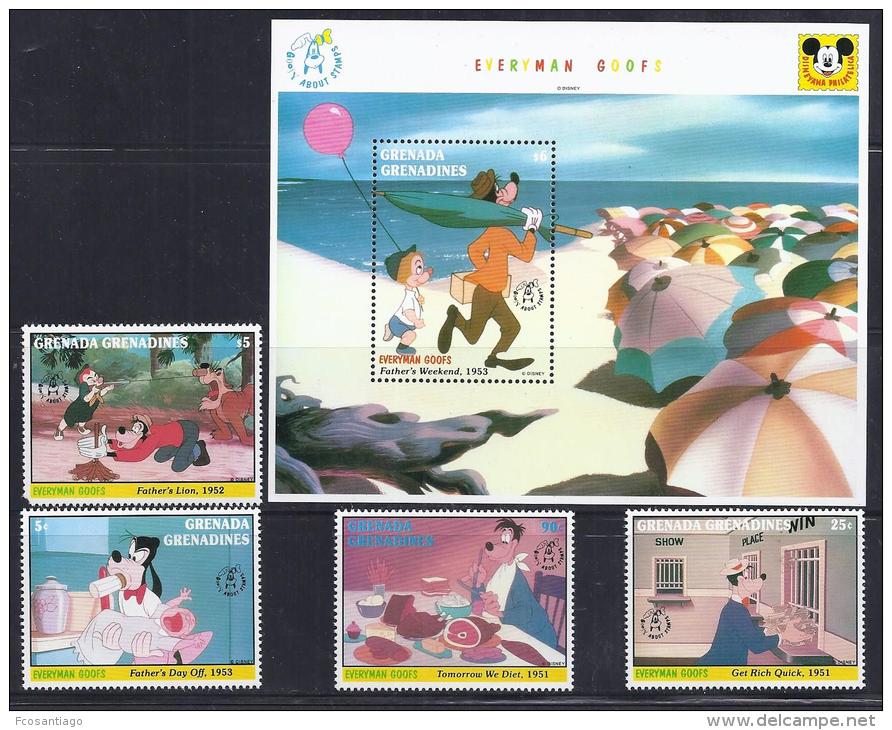 DISNEY -GRENADA GRENADINAS 1992-  Yvert#1362/65 H249 Precio Cat&euro;15 - Disney