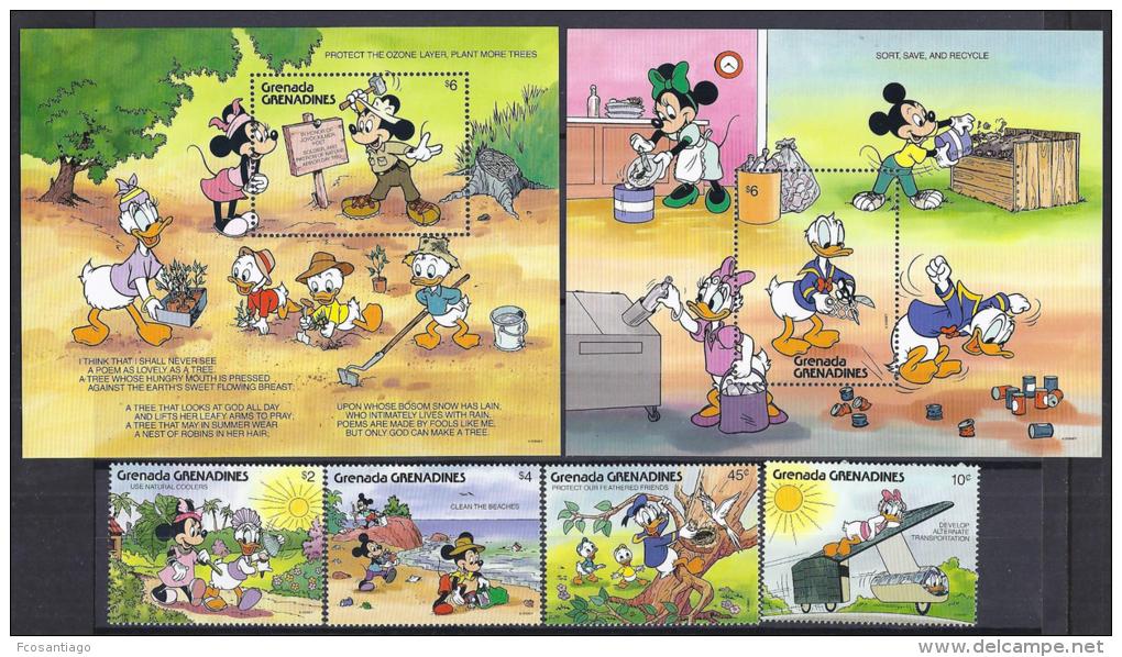 DISNEY -GRENADA GRENADINAS 1991-  Yvert#1232/35 H223/24 Precio Cat&euro;23 - Disney