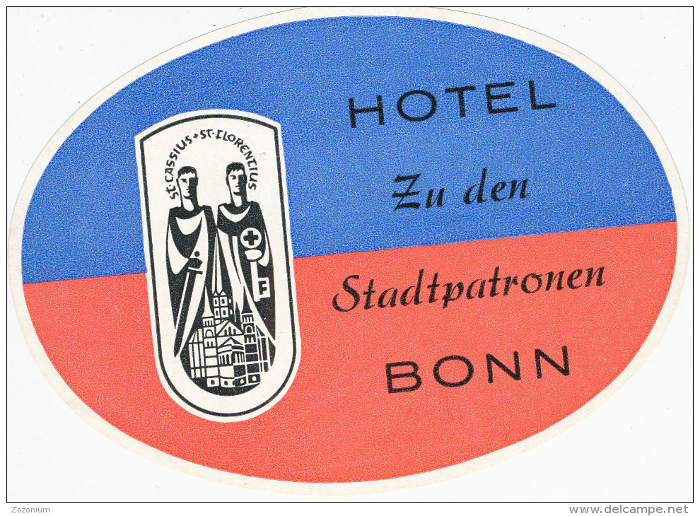 BONN -  HOTEL ZU DEN STADTPATRONEN ,  Old HOTEL LUGGAGE LABEL ETIQUETTE ETICHETTA BAGAGE - Hotel Labels