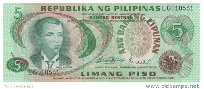 (B0202) PHILIPPINES, 1978 (ND). 5 Piso. P-160a. UNC - Philippines