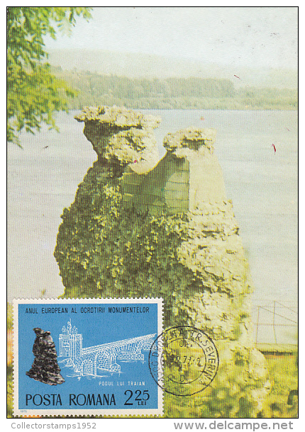 30122- ARCHAEOLOGY, TRAJAN'S BRIDGE RUINS AT DROBETA, MAXIMUM CARD, 1979, ROMANIA - Archäologie