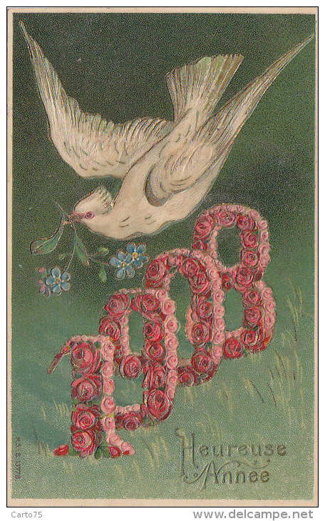 Fêtes - Nouvel An - Fantaisies - Année 1903 - Carte Gaufrée- Colombe - Nouvel An