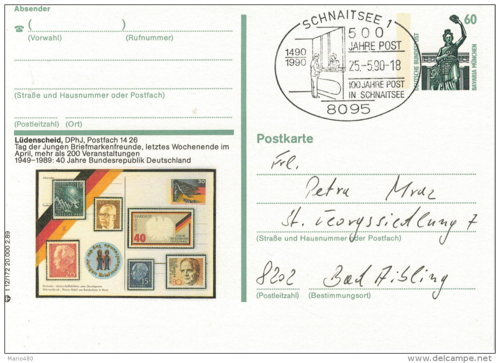 POSTKARTE   SCHNAITSEE  1   1990     (SCRITTA) - Cartes Postales Illustrées - Oblitérées