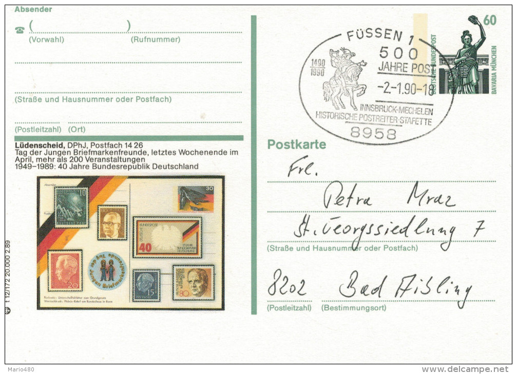 POSTKARTE   FUESSEN  1   1990     (SCRITTA) - Illustrated Postcards - Used