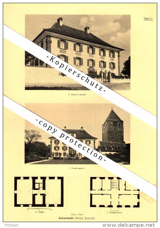 Photographien  / Ansichten , 1924 , Kaiserstuhl , Bezirk Zurzach , Haus Linde , AG , Prospekt , Fotos , Architektur !!! - Kaiserstuhl