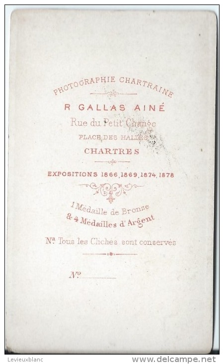 Photo Montée Sur Carton /Fillette Avec Carabine /GALLAS Ainé/Chartres/Vers 1885   PHOTN44 - Anciennes (Av. 1900)