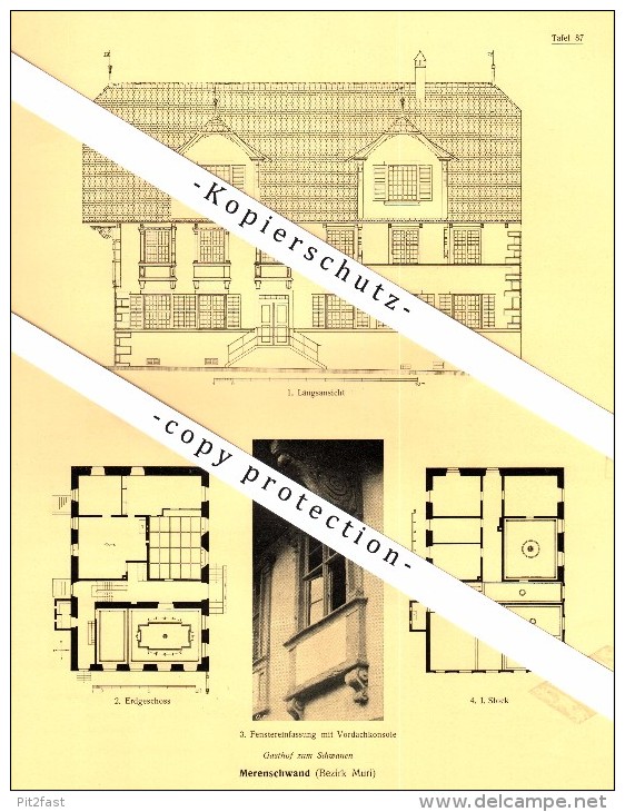 Photographien  / Ansichten , 1924 , Merenschwand B. Muri , Gasthof , Prospekt , Architektur , Fotos !!! - Muri