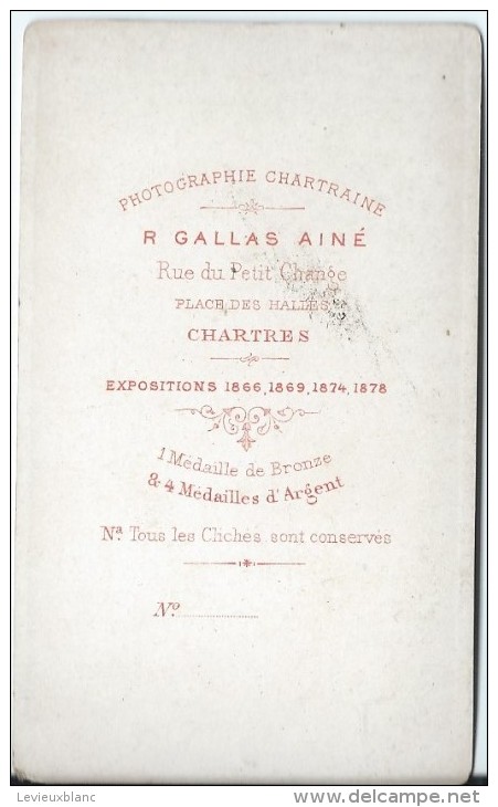 Photo Montée Sur Carton /Fillette Assise/GALLAS Ainé/Chartres/Vers 1885   PHOTN45 - Anciennes (Av. 1900)