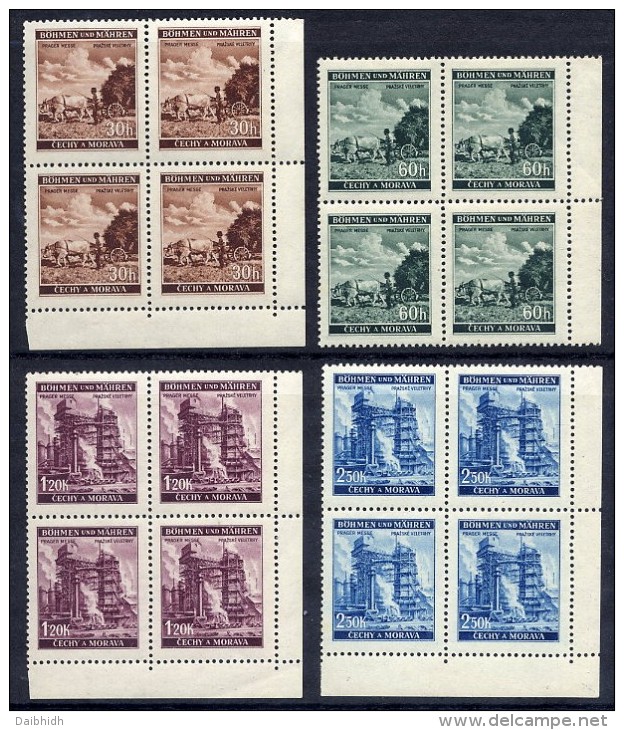 BOHEMIA & MORAVIA 1941 Prague Fair Set  In Blocks Of 4 MNH / **. Michel 75-78 - Neufs