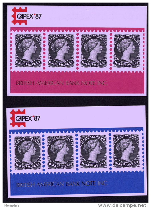 Large Queen &frac12; Cent  Reproduction  On British American Bank Note Co Cards For CAPEX '87 - Cartes Illustrées Officielles
