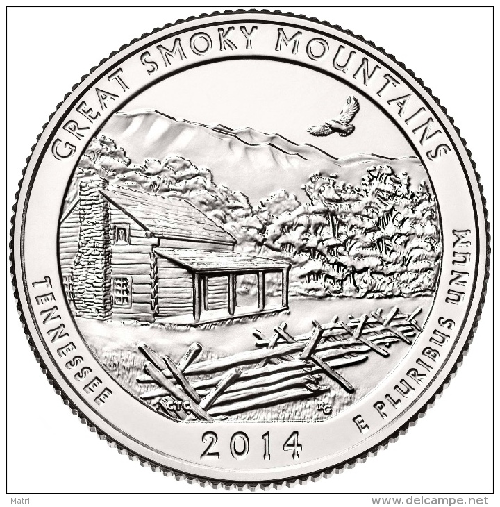 USA 25 Cents 2014 Great Smokey Mountains  UNC D - 2010-...: National Parks