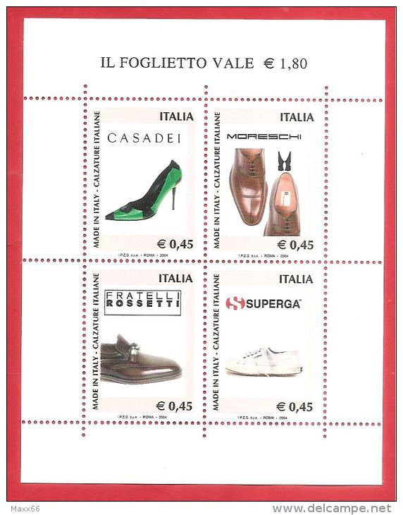 ITALIA REPUBBLICA  - FOGLIETTO NUOVO  MNH - 2004 - Made In Italy - Calzature Italiane - € 0,45 X 4 - Blocs-feuillets