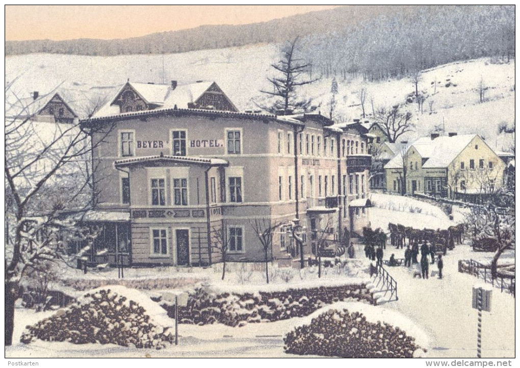 ALTE POSTKARTE AGNETENDORF IM WINTER SCHLITTENFAHRT SCHLESIEN Jagniatkow Hirschberg Jelenia Gora Schlesien Polska Poland - Schlesien