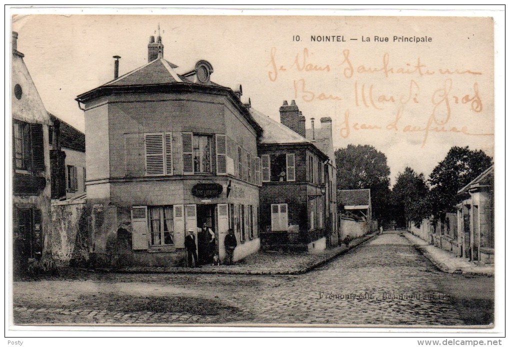 CPA - NOINTEL - LA RUE PRINCIPALE - TABAC - Animée - N/b - 1919 - - Nointel