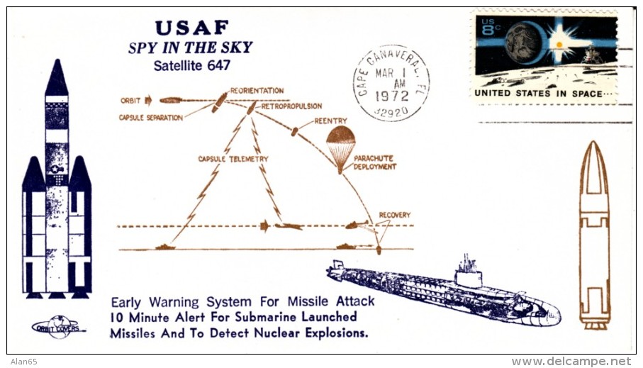 USAF Satellite 647 'Spy In The Sky' Early Warning System For Missile Attack, Submarine, 1 March 1972 - Verenigde Staten