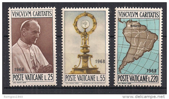 VATICANO   1968 VISITA DI PAOLO VI A BOGOTA' SASS. 461-463 MNH XF - Nuovi