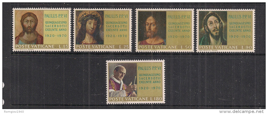 VATICANO     1970       SACERDOZIO DI PAOLO  VI        SASS.487-491      MNH     XF - Unused Stamps
