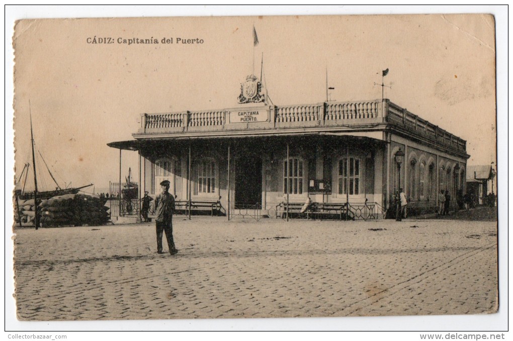 Cadiz Capitania Del Puerto Tarjeta Postal Vintage Original Ca1900 Postcard Cpa Ak (W4_1502) - Cádiz