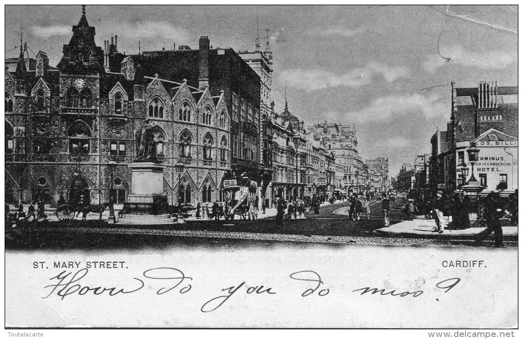 POST CARD  WALES CARDIFF ST MARY STREET 1900 - Glamorgan